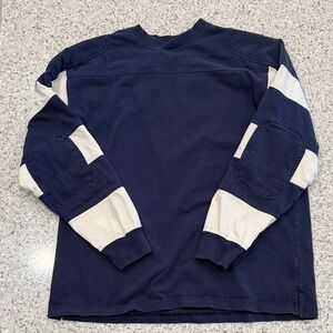 Orvis Navy and Cream Long-Sleeve Crewneck Rugby Shirt Mens Large